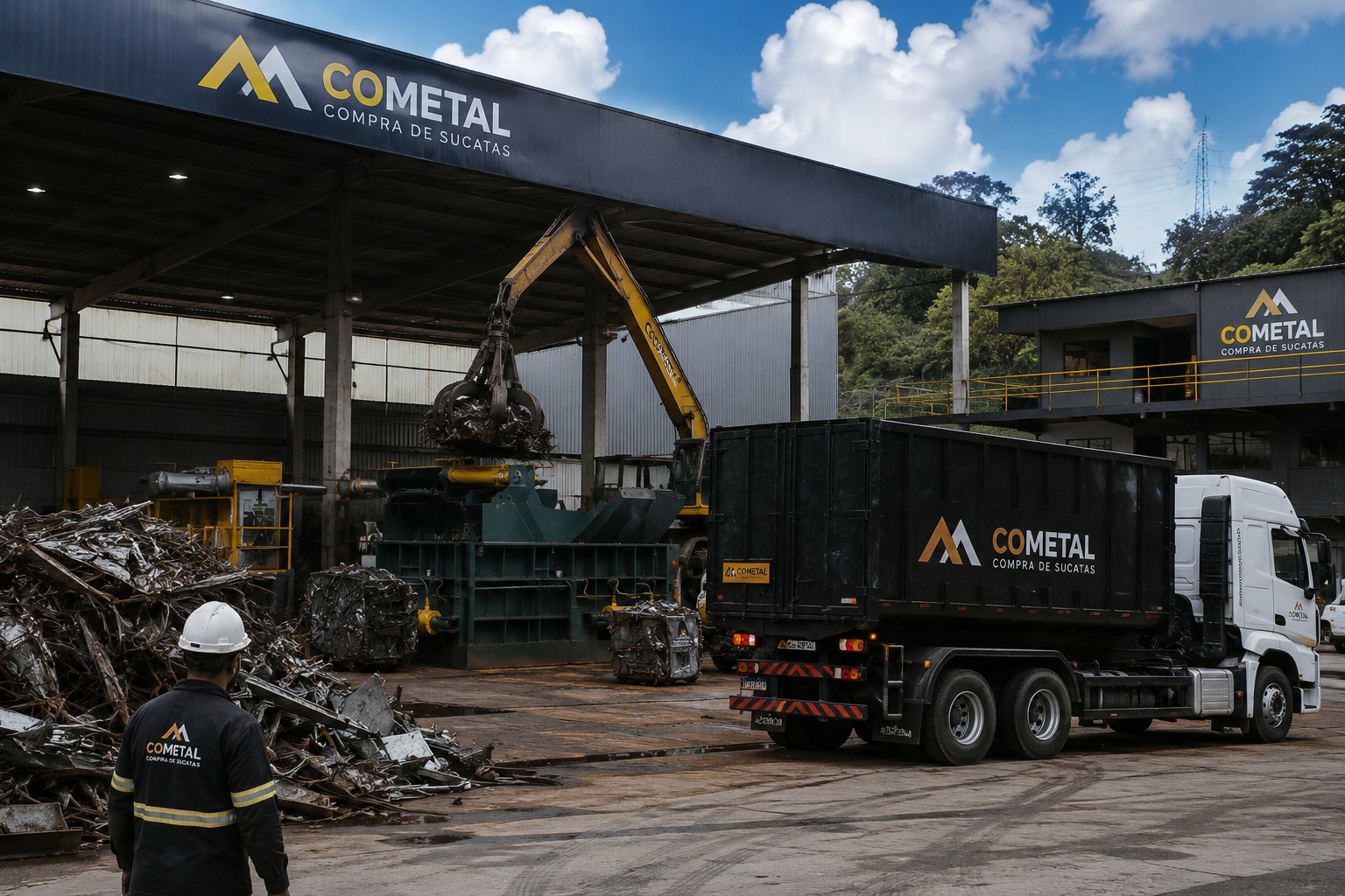 Pátio da Cometal — coleta e processamento de sucata ferrosa